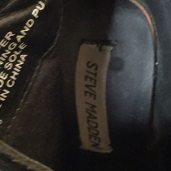 STEVE MADDEN OHIO BLACK LEATHER UPPER ANKLE HEELS BOOT SZ 7.5 M - Picture 6 of 16